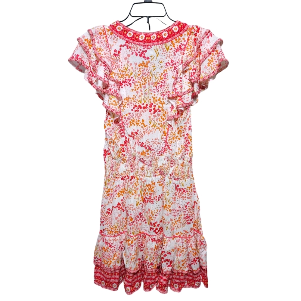 Poupette St. Barth Camila Mini Dress White Pink Tulipe Women's Size Medium M - Picture 5 of 14